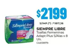 Siempre Libre - Toallas Femeninas Adapt Plus S/Alas x 8 Un.