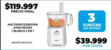 Atma - MULTIPROCESADORA ATMA NEGRA /BLANCA 3 EN 1