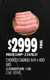 Cagnoli - CHORIZO CAGNOLI A/V x 400