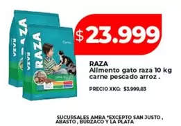 Raza - Alimento gato raza 10 kg carne pescado arroz