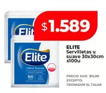 Elite - Servilletas u suave 30x30cm x100u