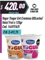 Tregar - Yogur Ent Cremoso DDLeche/ Vain/Frut