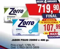 Zorro - JABON POLVO x 400 gr.