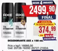 Axe - DESODORANTE x 150 ml.