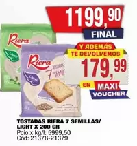 Riera - TOSTADAS 7 SEMILLAS/ LIGHT X 200 GR
