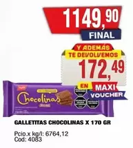chocolinas - GALLETITAS CHOCOLINAS X 170 GR