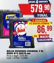 Esencial - BOLSA RESIDUOS ESENCIAL Y EL BUDA N*5 50X70 cm