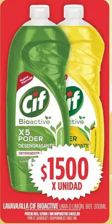 Cif - LAVAVAJILLA CIF BIDACTIVE LIMA O LIMON