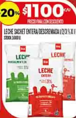 LECHE SACHET ENTERA/DESCREMADA