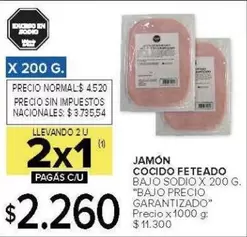 X$ - JAMÓN COCIDO FETEADO BAJO SODIO