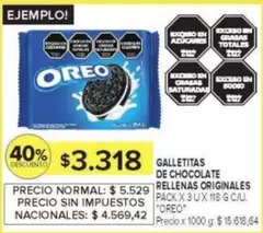 Oreo - GALLETITAS DE CHOCOLATE RELLENAS ORIGINALES