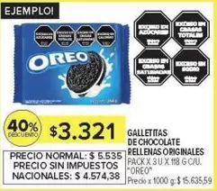 Oreo - GALLETITAS DE CHOCOLATE RELLENAS ORIGINALES