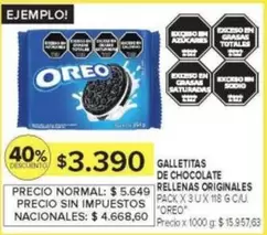 Oreo - GALLETITAS DE CHOCOLATE RELLENAS ORIGINALES