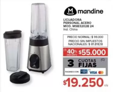 Mandine - LICUADORA PERSONAL ACERO