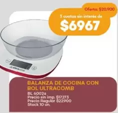 Ultracomb - BALANZA DE COCINA CON BOL
