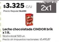 Cindor - Leche chocolatada brik x 1 lt