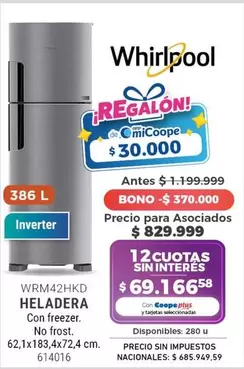 Whirlpool - WRM42HKD HELADERA