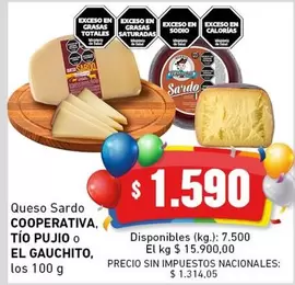 Sardo - Queso  COOPERATIVA, TÍO PUJIO O EL GAUCHITO
