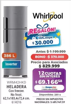 Whirlpool - WRM42HKD HELADERA