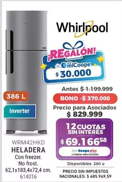 Whirlpool - WRM42HKD HELADERA