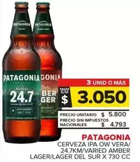 Patagonia - Cerveza Ipa Ow Vera/24.7km/Varied Amber Lager/Lager Del Sur