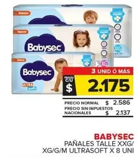 Babysec - Pañales Talle XXG/XG/G/M Ultrasoft