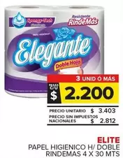 Elite - Papel Higienico H/Doble Rindemas