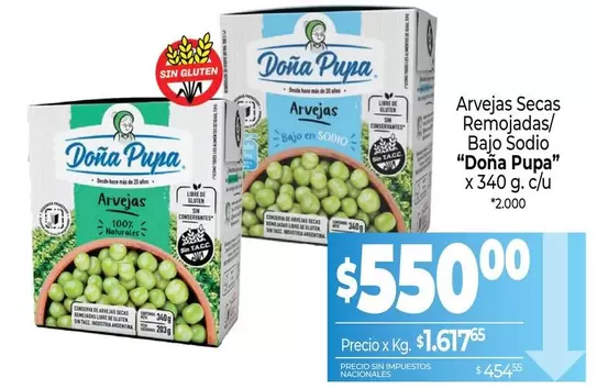 Doña Pupa - Arvejas Secas Remojadas/ Bajo Sodio