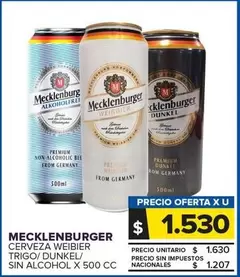 Mecklenburger - Cerveza Weibier Trigo/Dunkel/Sin Alcohol 