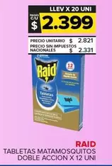 Raid - Tabletas Matamosquitos Doble Accion
