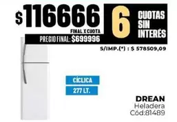 Drean - Heladera Cód:81489