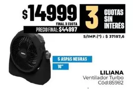 Liliana - Ventilador Turbo Cód:85982