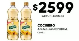 Cocinero - Aceite Girasol x 900 MI.