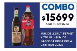 Coca cola - FERNET X 750 ML. + GASEOSA COCA COLA