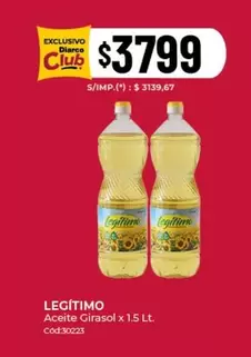 Legítimo - Aceite Girasol x 1.5 Lt. Cod:30223