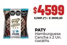 Paty - Hamburguesa Cancha x 2 Un.