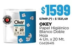 Okey - Papel Higiénico Blanco Doble Hoja