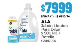 Ala - Jabón Líquido Para Diluir x 500 MI. + Botella