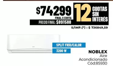 Noblex - Aire Acondicionado Cód:85930