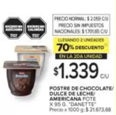 Danette - POSTRE DE CHOCOLATE/ DULCE DE LECHE/ AMERICANA POTE