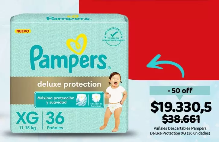 Pampers - Pañales Descartables Deluxe Protection XG