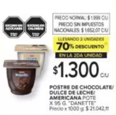 Danette - POSTRE DE CHOCOLATE/ DULCE DE LECHE/ AMERICANA POTE
