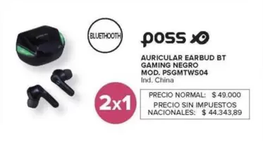 Poss - AURICULAR EARBUD BT GAMING NEGRO MOD. PSGMTWS04