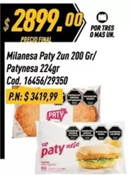 Paty - Milanesa 2un 200 Gr/nesa