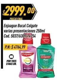 Colgate - Enjuague Bucal varias presentaciones 250ml Cod. 5037/6309/14754