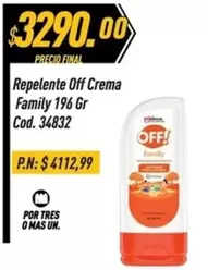 Off - Repelente Crema Family 196 Gr Cod. 34832