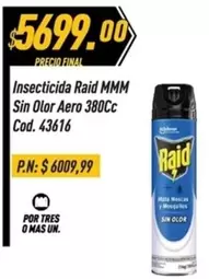 Raid - Insecticida MMM Sin Olor Aero 380CC Cod. 43616