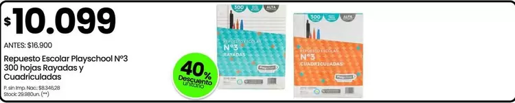 Repuesto Escolar Playschool N°3