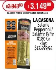 La Casona - Salame Pepperoni / Salamin P/Fin X180 Gr