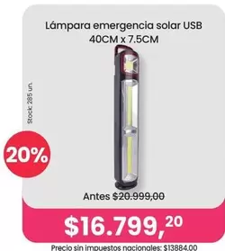 X$ - Lámpara emergencia solar USB